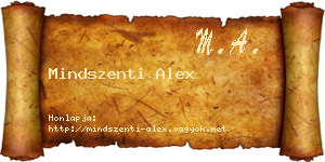 Mindszenti Alex névjegykártya